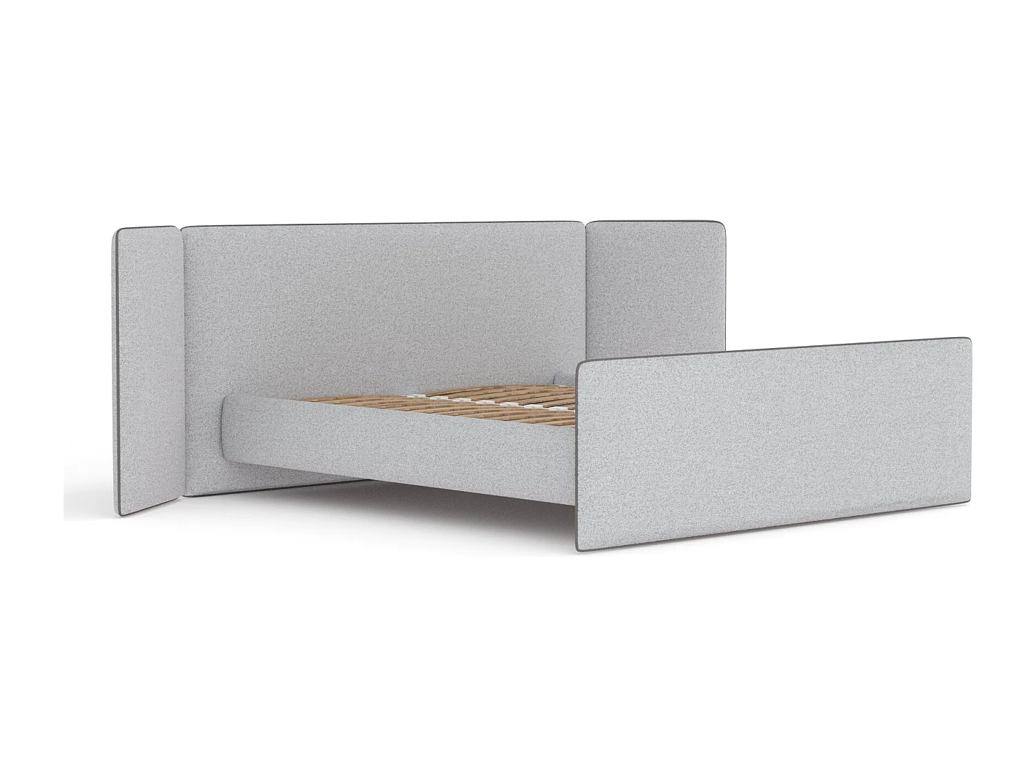 Lit coffre Tokyo - 200 x 200 cm - toile tissée - gris clair