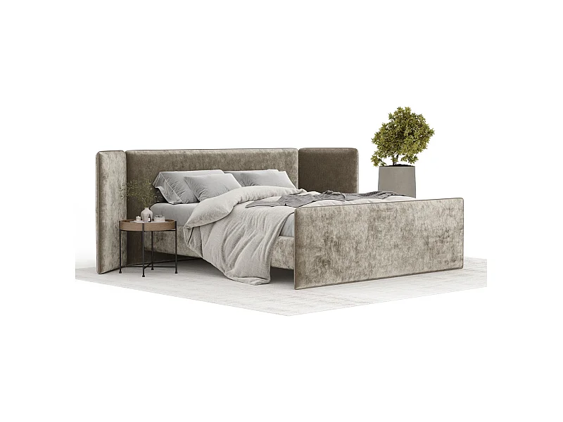 Łóżko tapicerowane Tokyo - 180 x 200 cm - szenil - beżowy