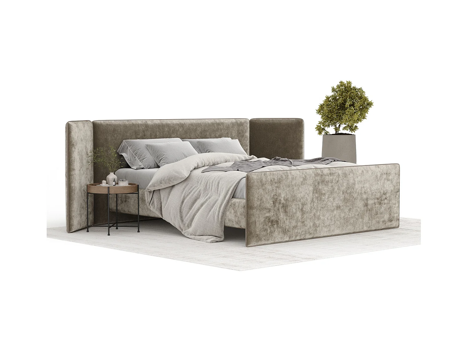 Polsterbett Tokyo - 180 x 200 cm - Chenille-Stoff - beige