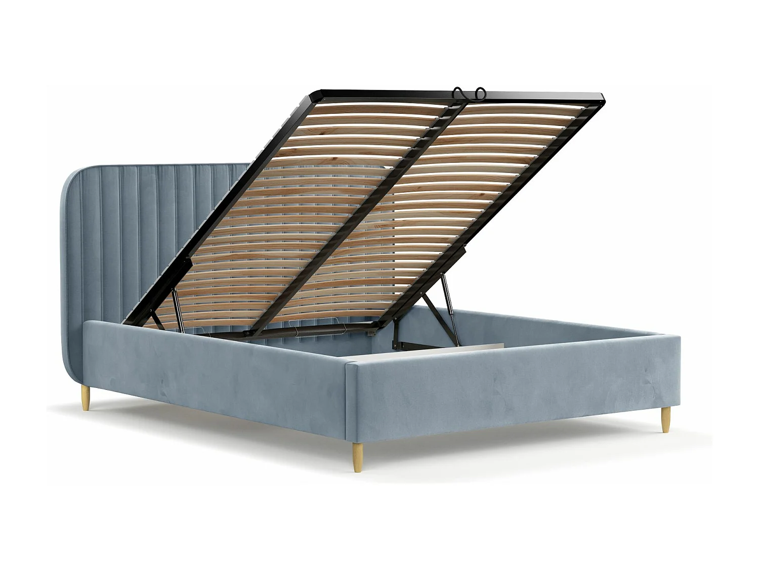 Lit coffre Noto - 120 x 200 cm - velours - bleu gris