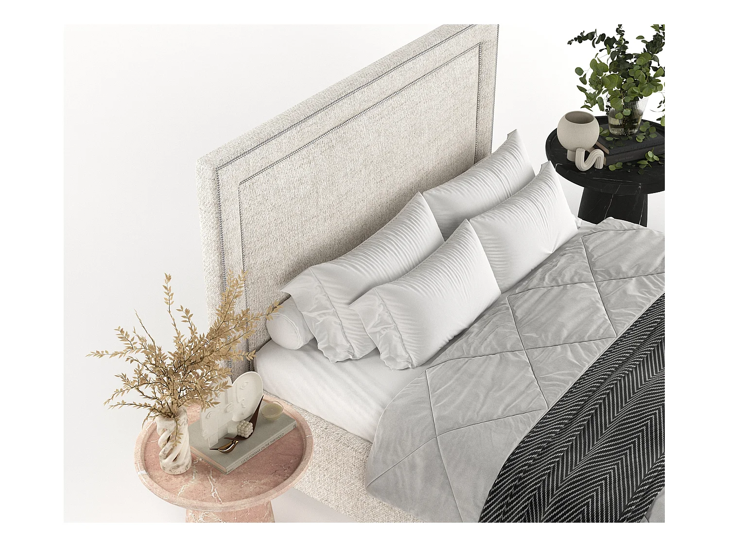 Polsterbett Como - 140 x 200 cm - Webstoff - creme