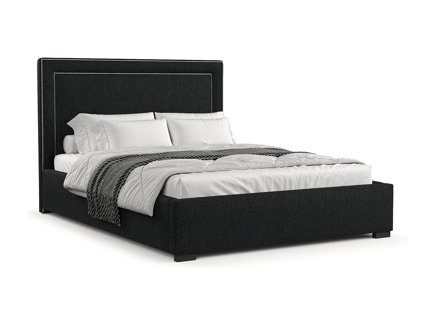 Polsterbett Como - 120 x 200 cm - Webstoff - schwarz