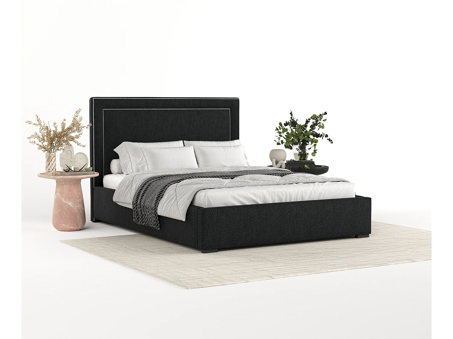 Polsterbett Como - 120 x 200 cm - Webstoff - schwarz