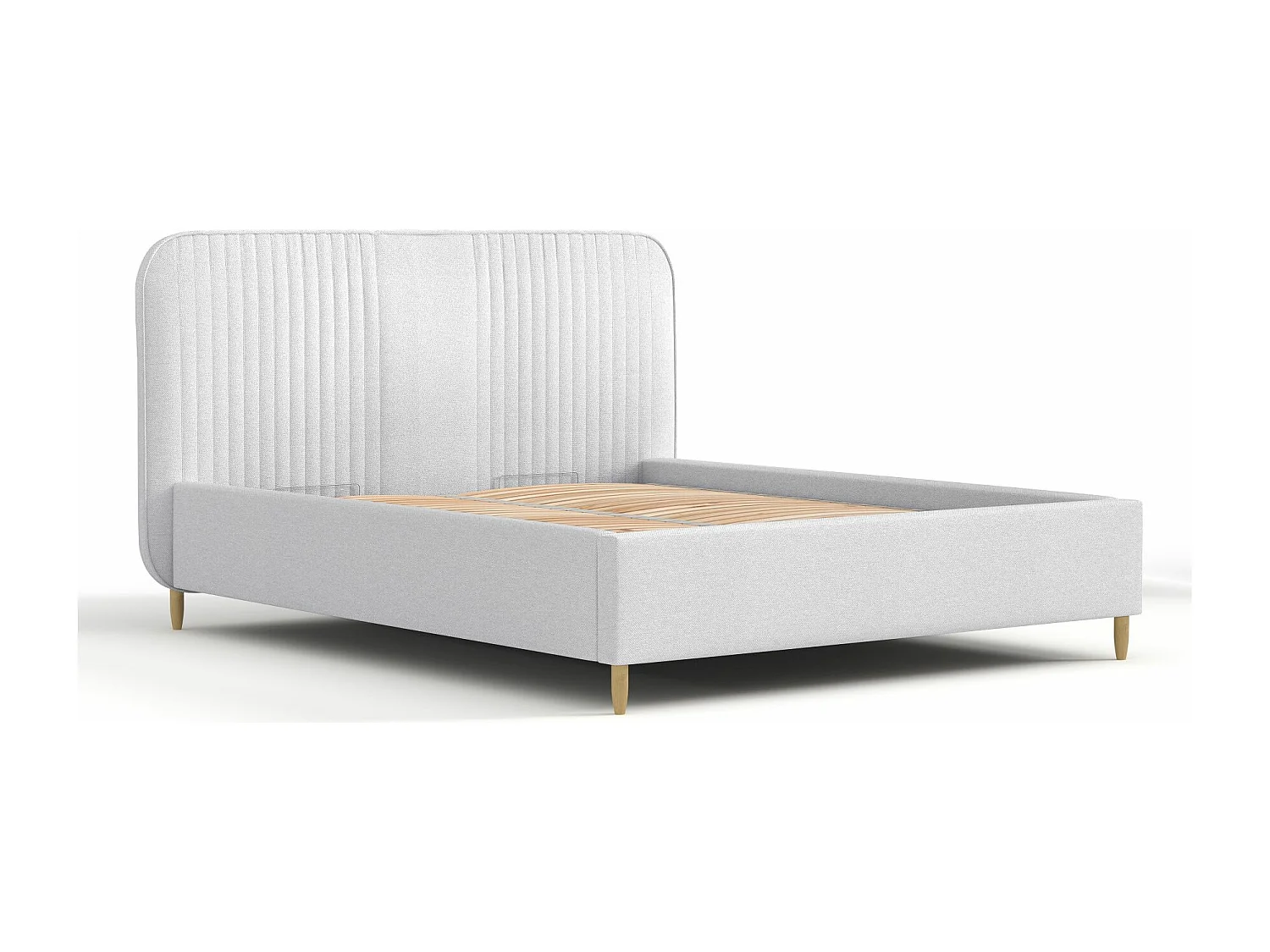 Lit coffre Livy - 160 x 200 cm - toile tissée - gris clair