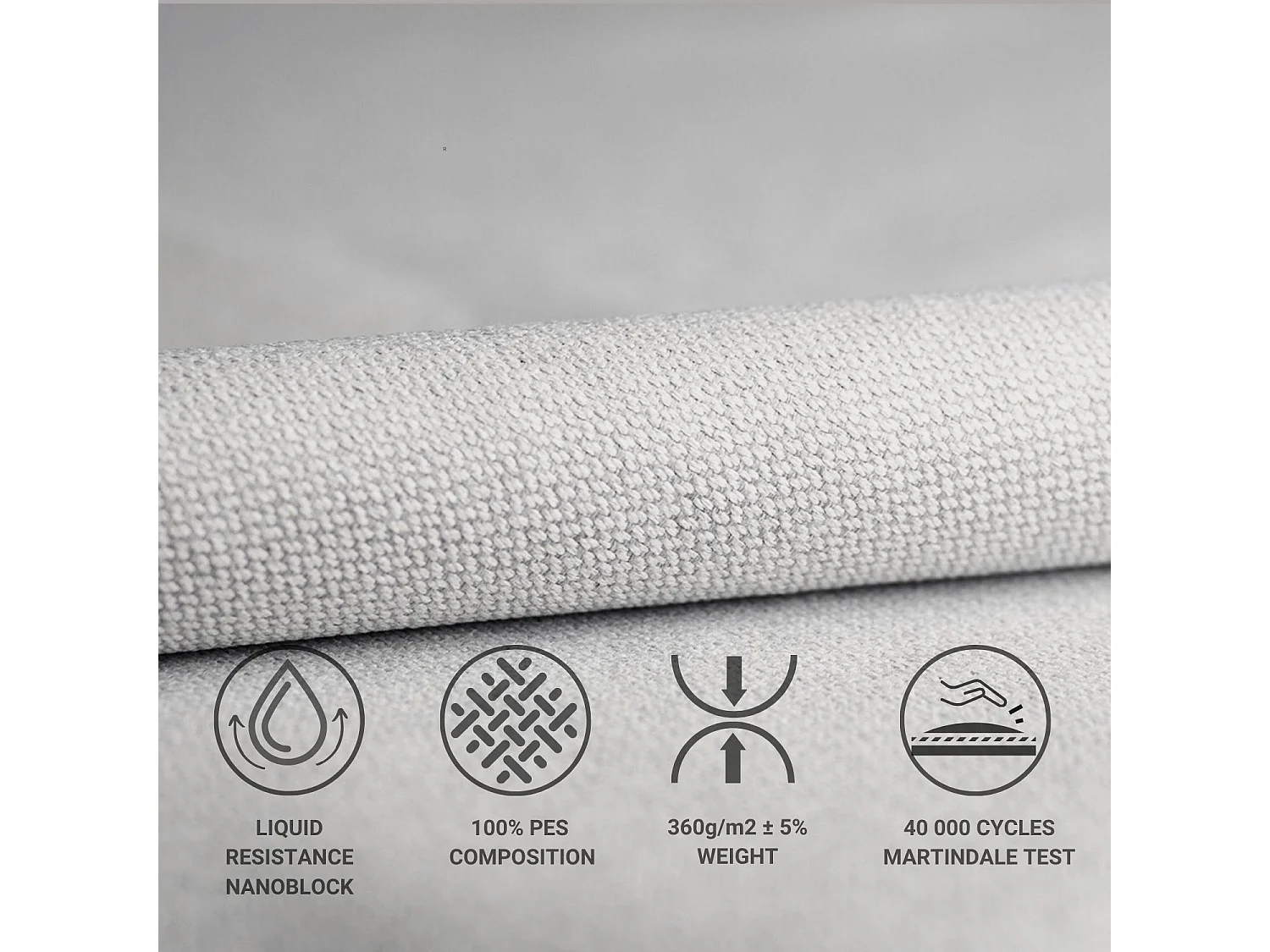 Lit coffre Livy - 160 x 200 cm - toile tissée - gris clair