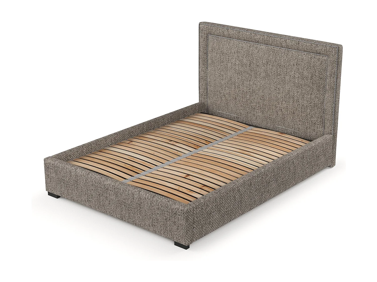 Łóżko tapicerowane Como - 140 x 200 cm - tkanina pleciona - brązowy