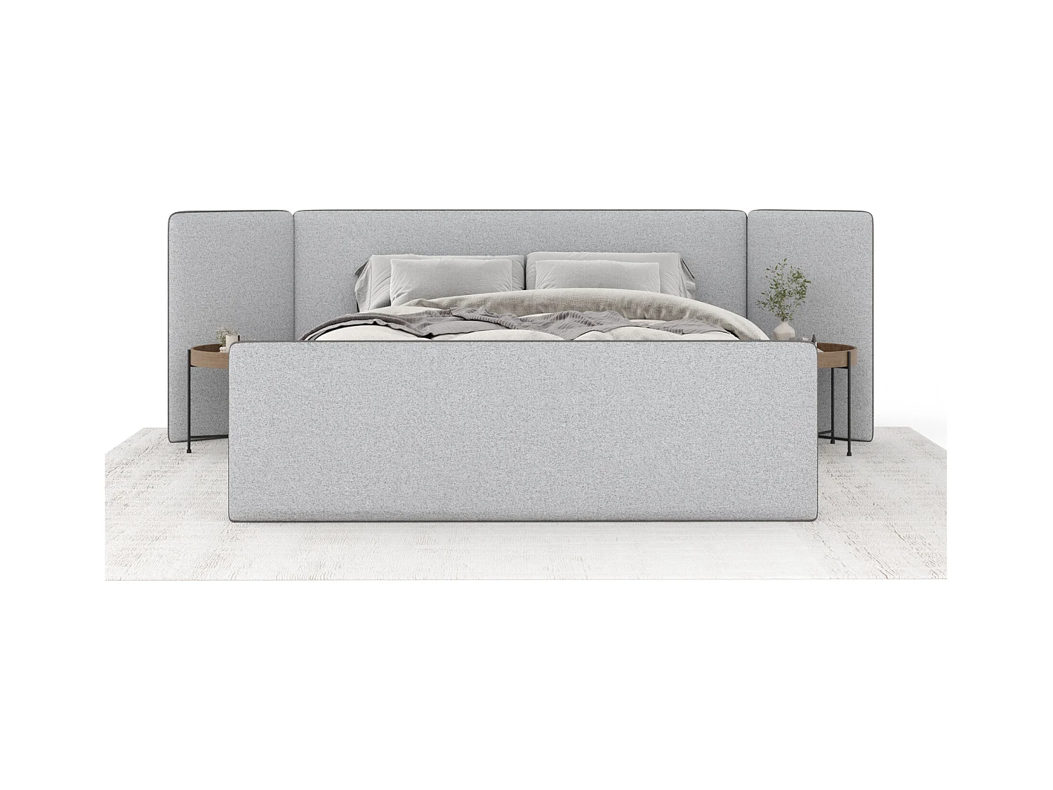 Polsterbett Tokyo - 140 x 200 cm - Webstoff - hellgrau