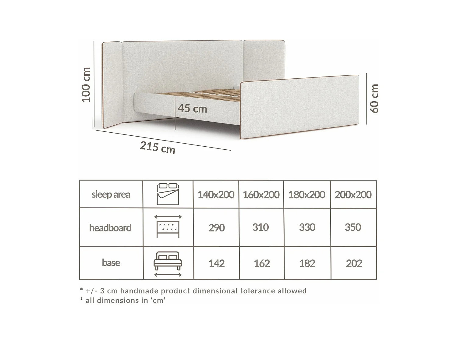 Polsterbett Tokyo - 140 x 200 cm - Webstoff - hellgrau