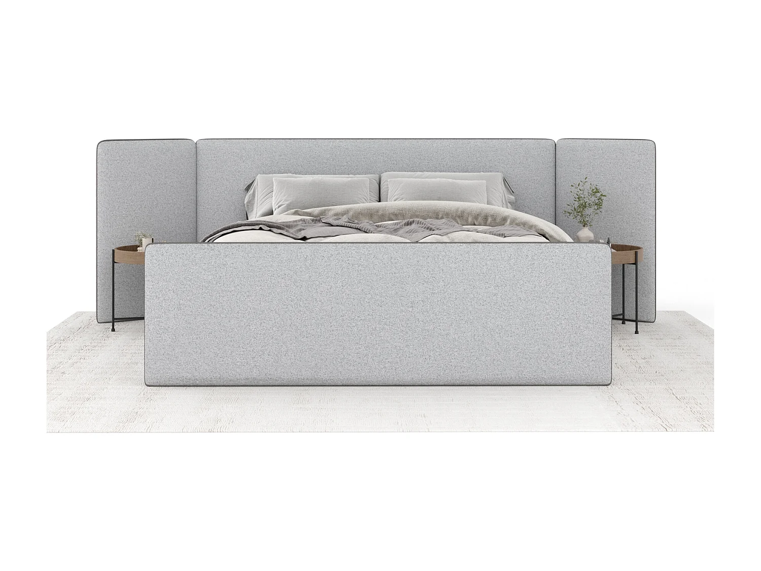 Polsterbett Tokyo - 140 x 200 cm - Webstoff - hellgrau