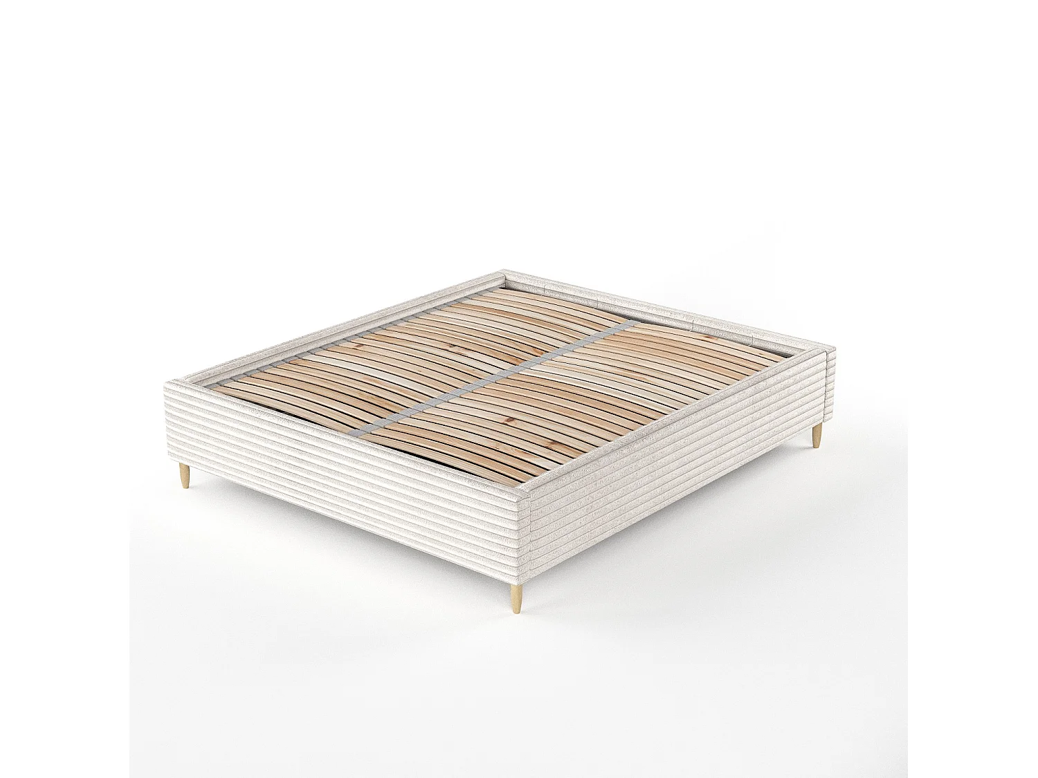 Polsterbett Larch - 140 x 200 cm - Samtstoff - creme