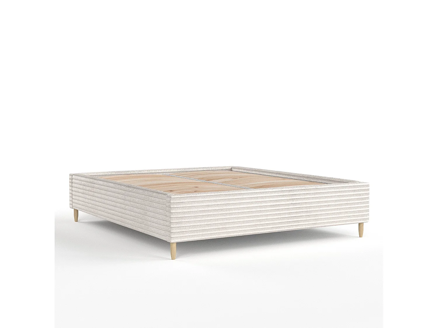 Polsterbett Larch - 140 x 200 cm - Samtstoff - creme