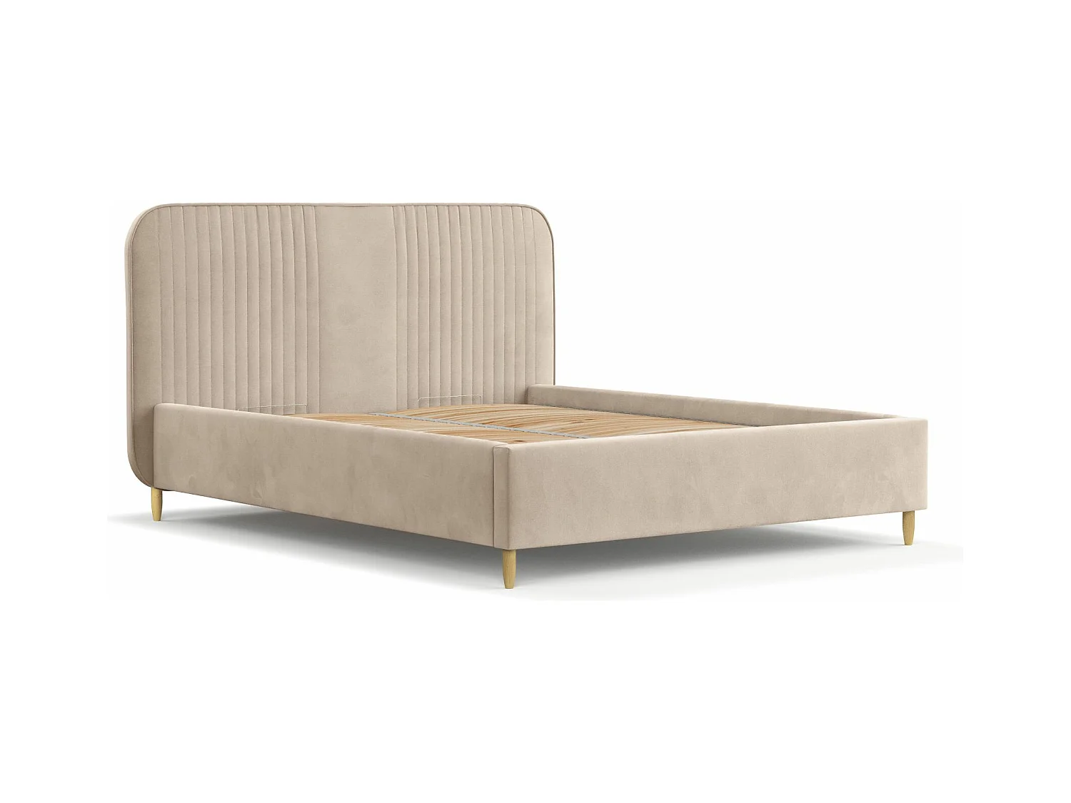 Polsterbett Livy - 180 x 200 cm - Samtstoff - beige
