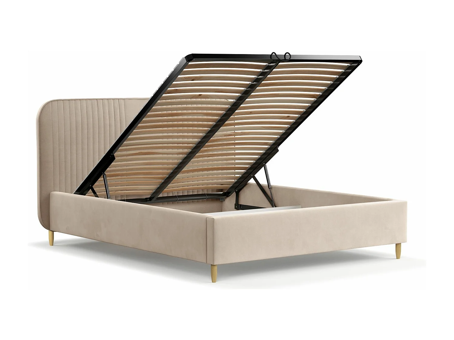 Polsterbett Livy - 180 x 200 cm - Samtstoff - beige