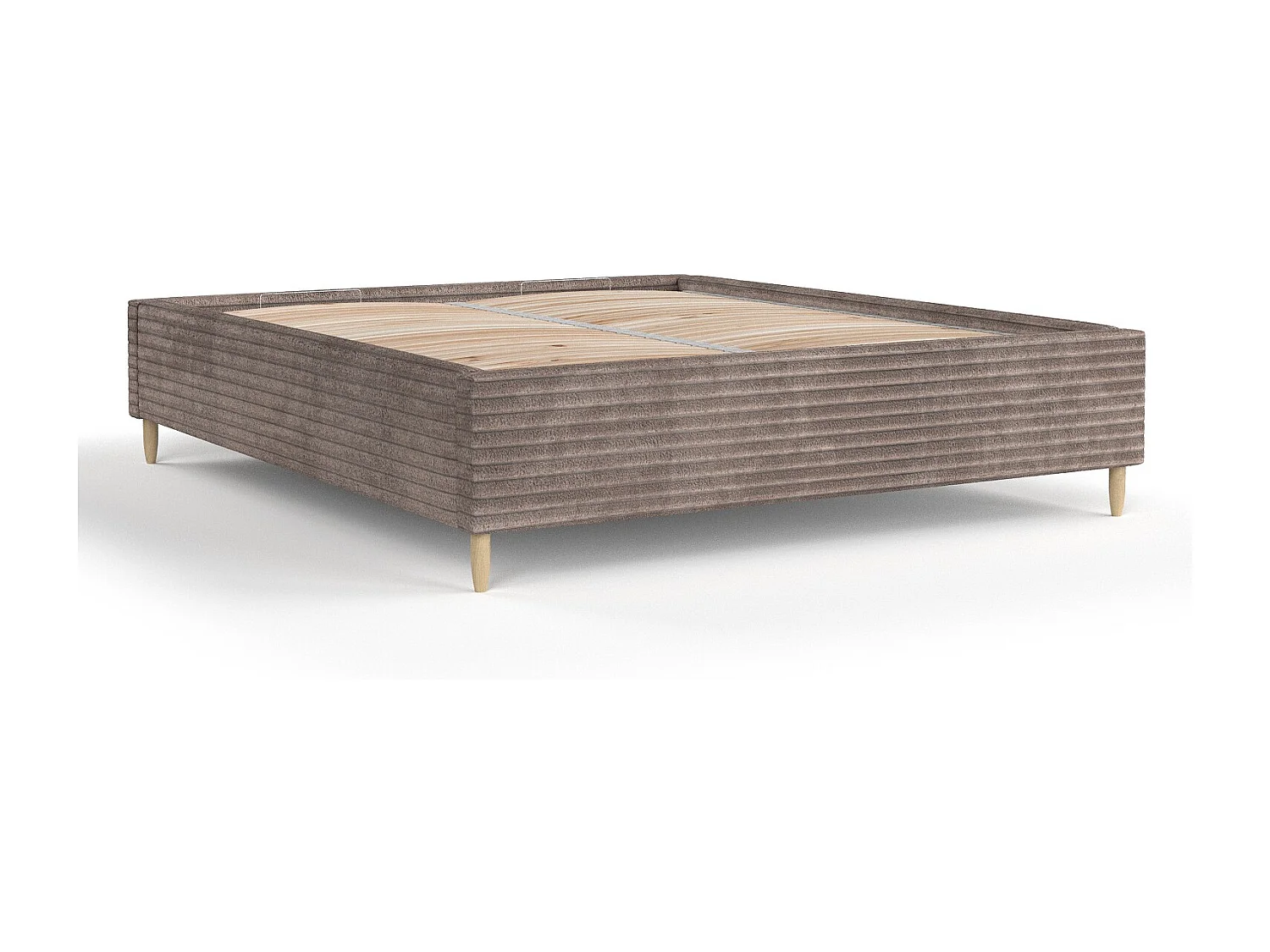 Polsterbett Larch - 140 x 200 cm - Samtstoff - beige