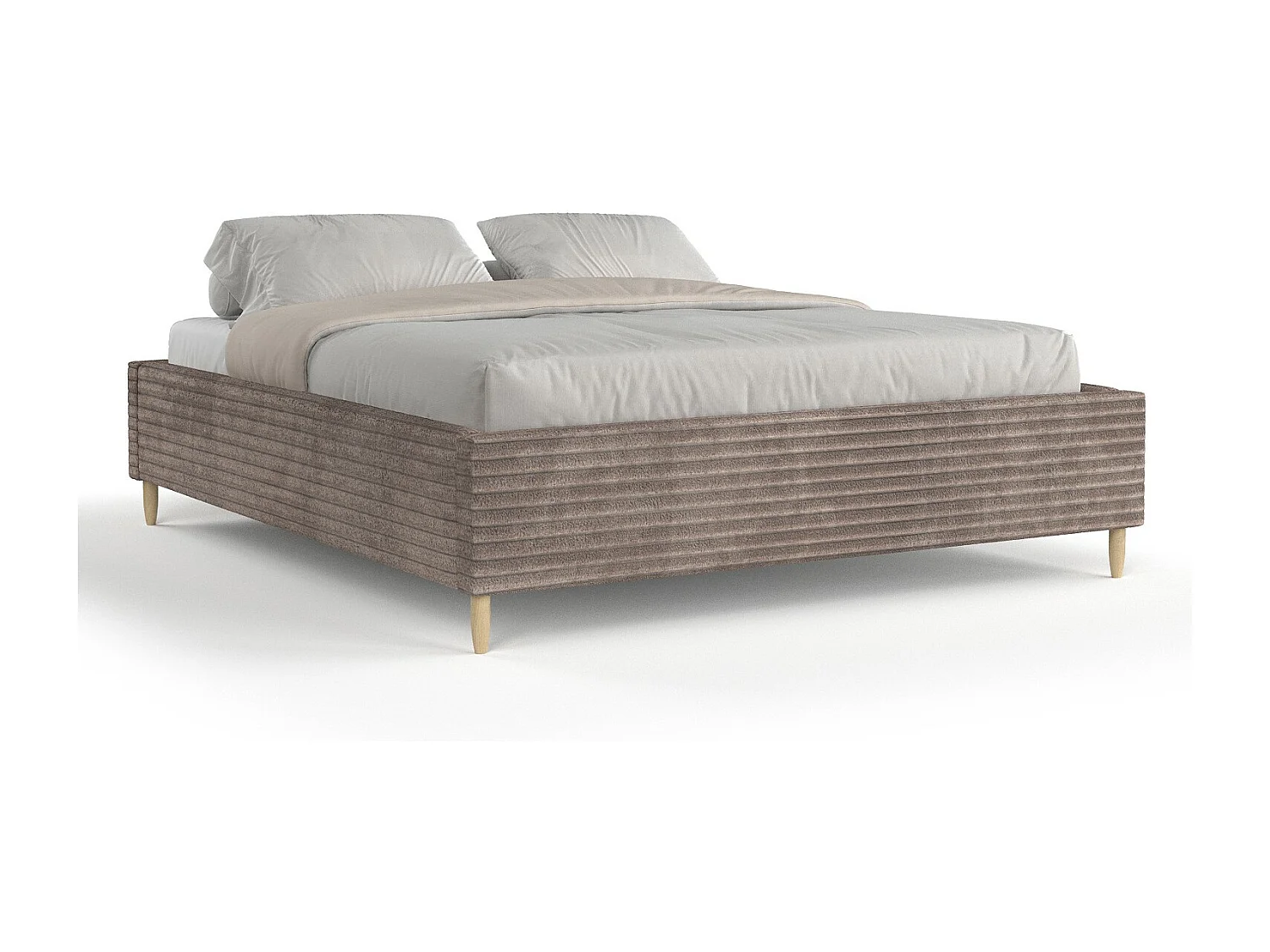 Polsterbett Larch - 140 x 200 cm - Samtstoff - beige