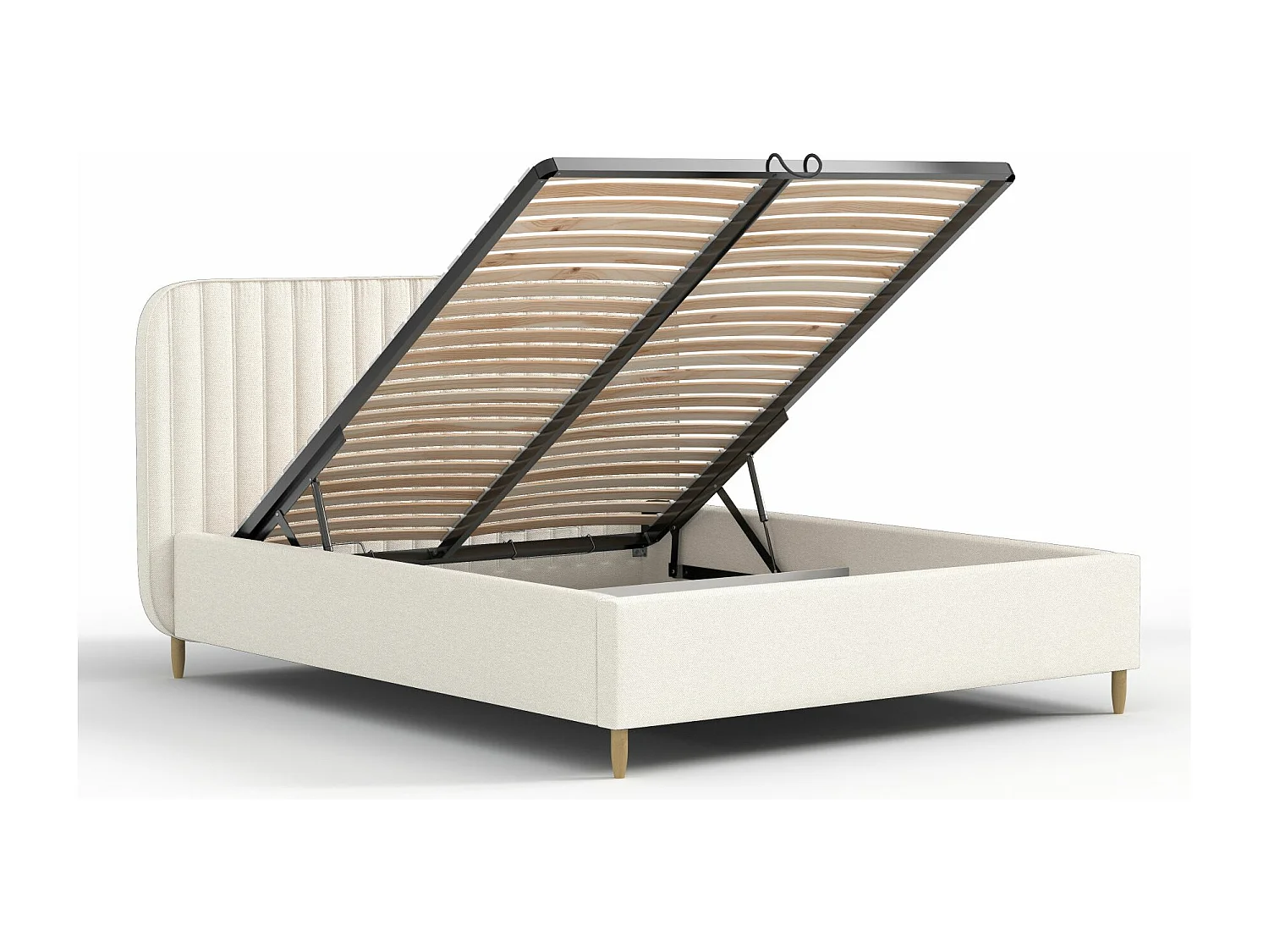 Polsterbett Noto - 120 x 200 cm - Webstoff - creme