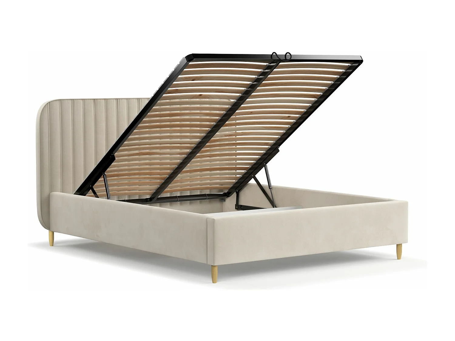 Lit coffre Noto - 180 x 200 cm - velours - crème