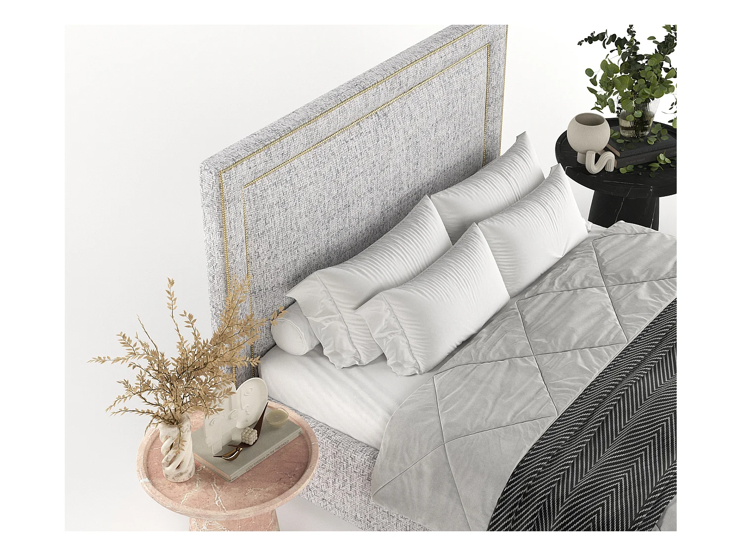 Polsterbett Como - 120 x 200 cm - Webstoff - hellgrau