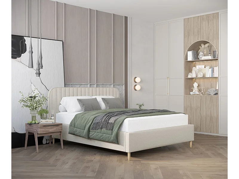 Polsterbett Noto - 120 x 200 cm - Webstoff - beige