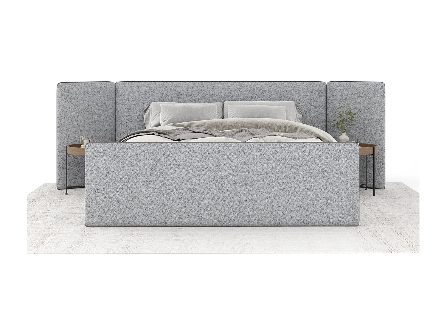 Polsterbett Tokyo - 160 x 200 cm - Webstoff - grau