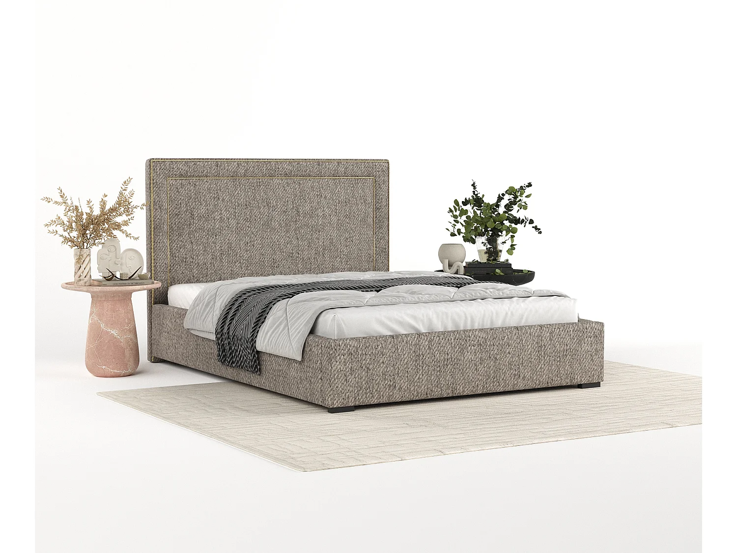 Polsterbett Como - 180 x 200 cm - Webstoff - braun