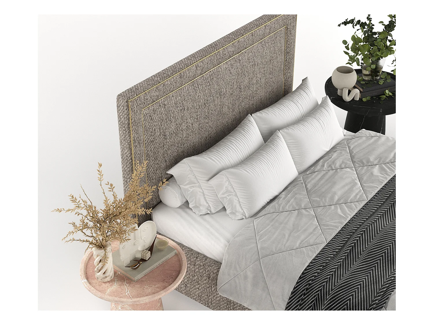 Polsterbett Como - 180 x 200 cm - Webstoff - braun