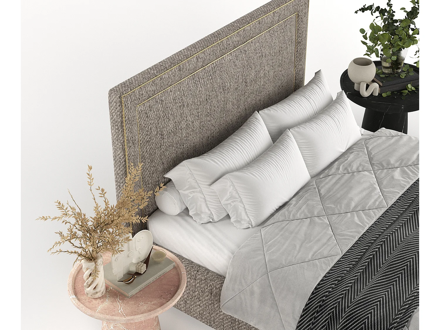 Łóżko tapicerowane Como - 180 x 200 cm - tkanina pleciona - brązowy