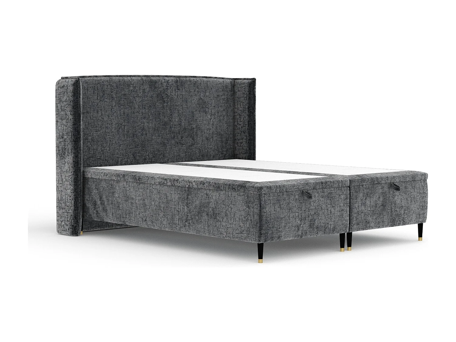 Lit coffre en tissu chenille Ritual - 160 x 200 cm - anthracite