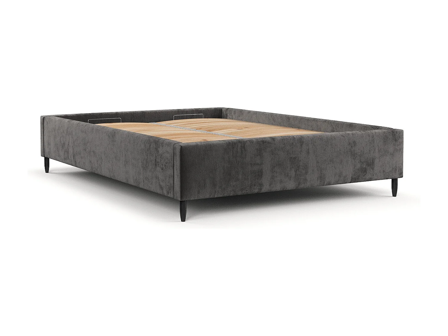 Polsterbett Larch - 140 x 200 cm - Chenille-Stoff - dunkelgrau