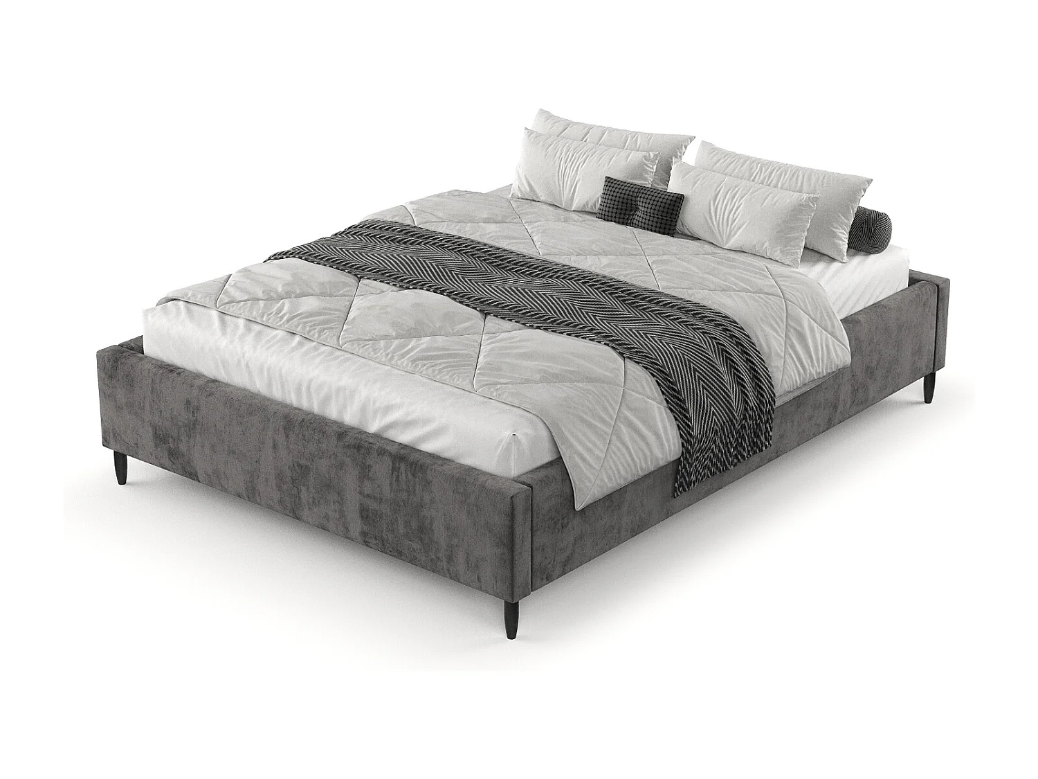 Lit capitonné Larch - 200 x 200 cm - chenille - gris foncé