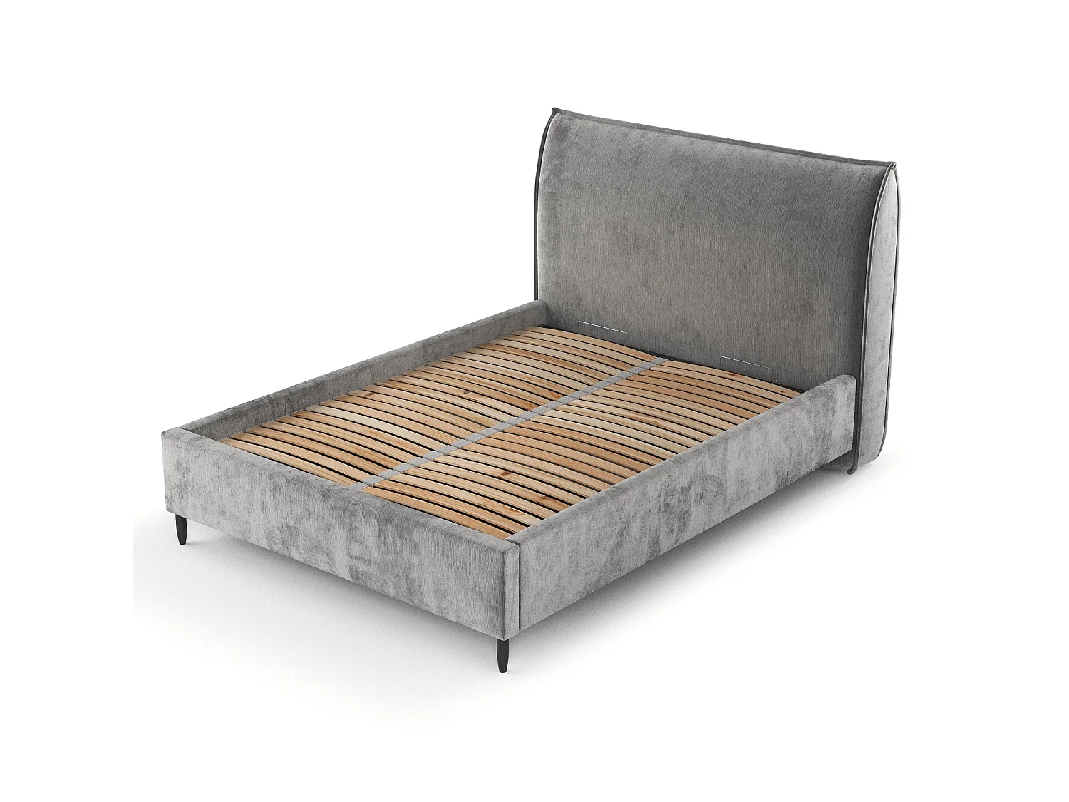 Lit capitonné Shell - 120 x 200 cm - chenille - gris