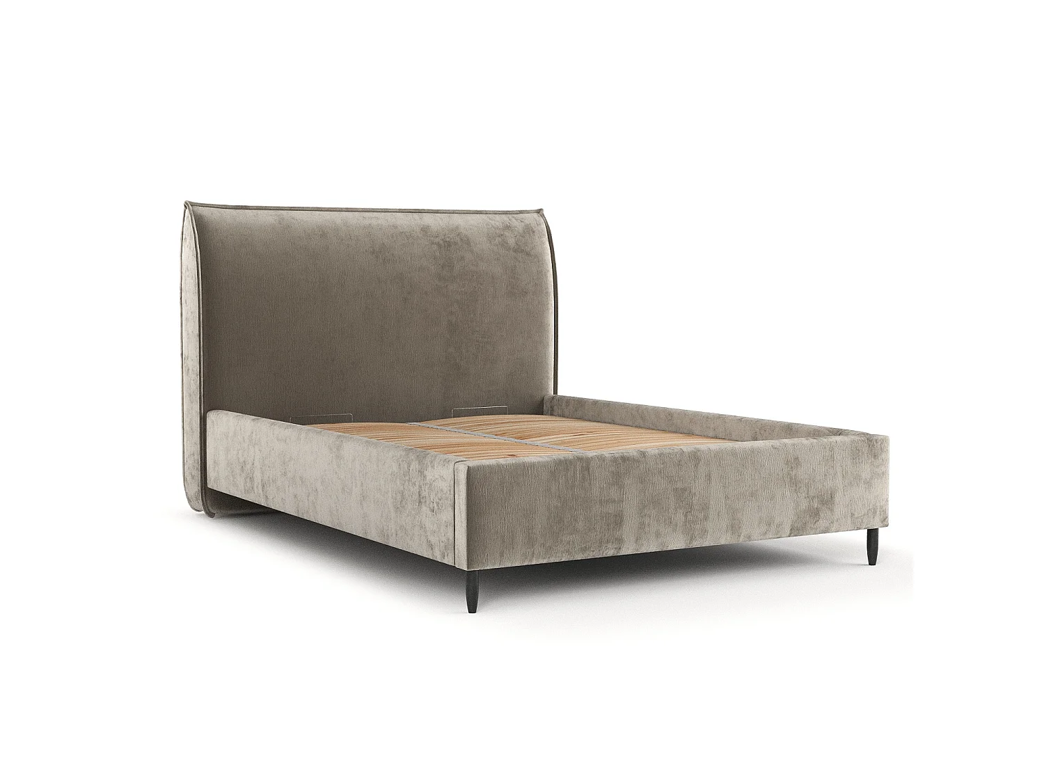 Lit capitonné Shell - 160 x 200 cm - chenille - beige
