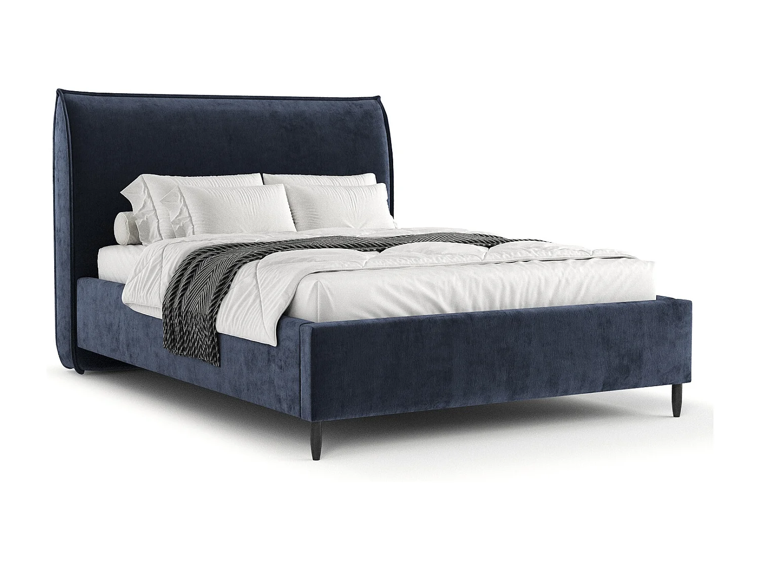 Polsterbett Shell - 140 x 200 cm - Chenille-Stoff - marineblau