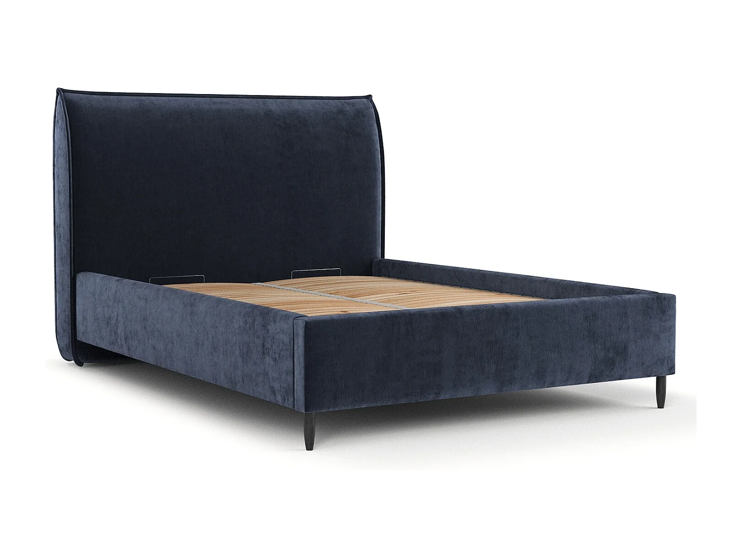 Polsterbett Shell - 140 x 200 cm - Chenille-Stoff - marineblau