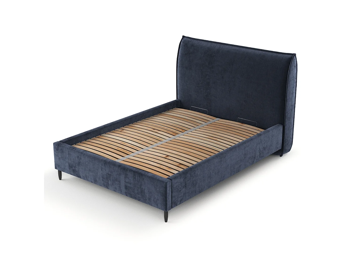Lit capitonné Shell - 140 x 200 cm - chenille - bleu marine