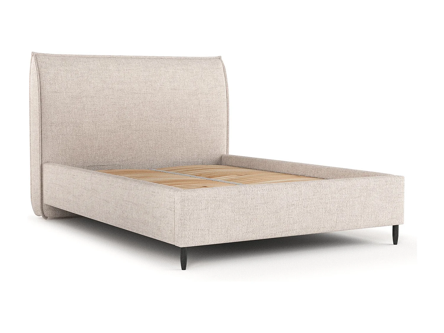 Polsterbett Shell - 140 x 200 cm - Webstoff - beige