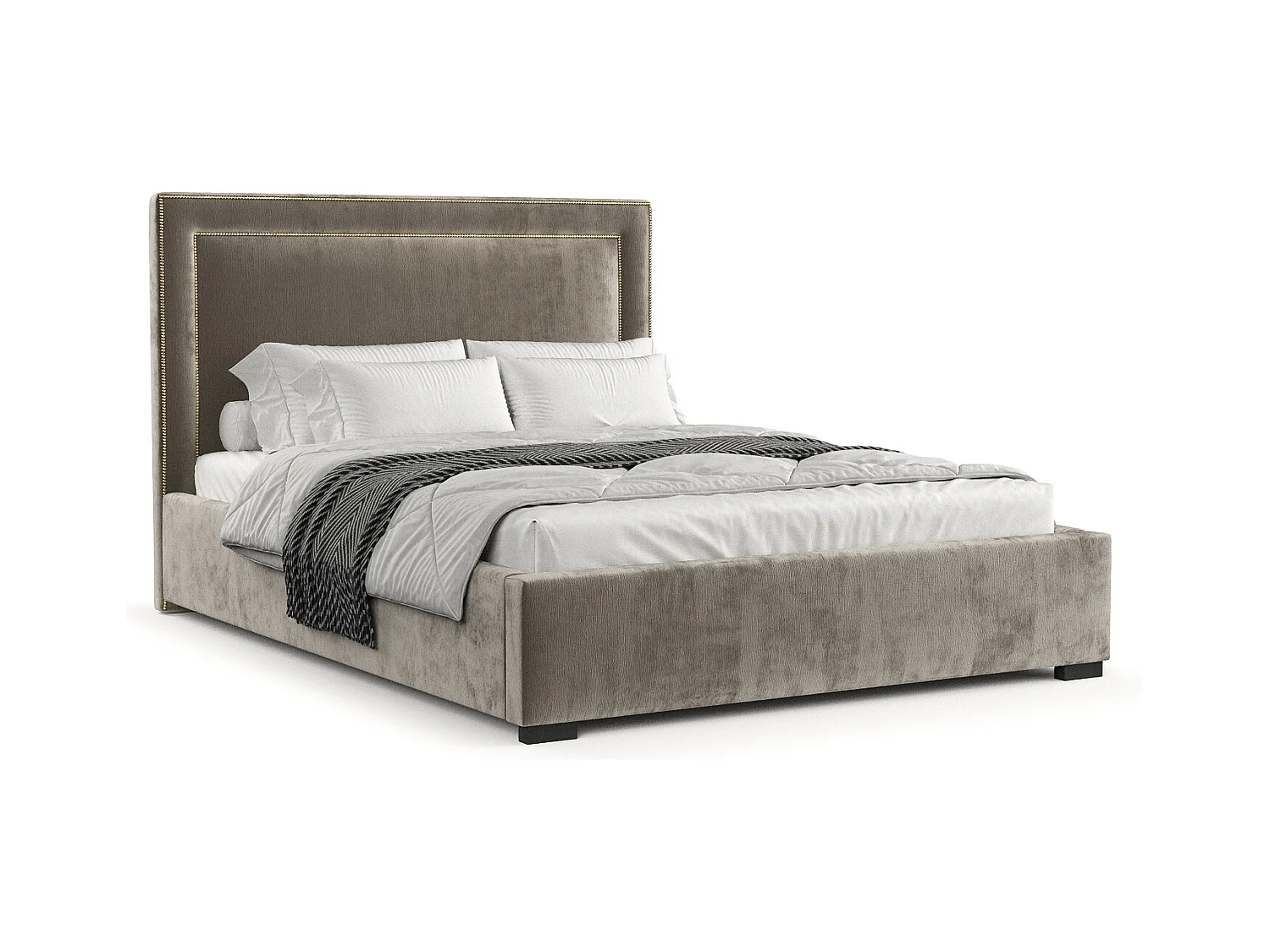 Lit coffre Como - 180 x 200 cm - chenille - beige