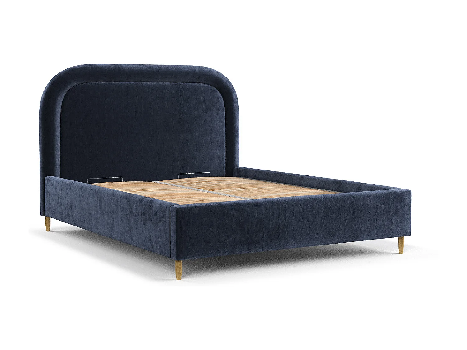 Polsterbett Mija - 120 x 200 cm - Chenille-Stoff - marineblau