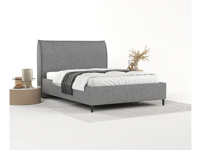 Polsterbett Shell - 160 x 200 cm - Webstoff - grau