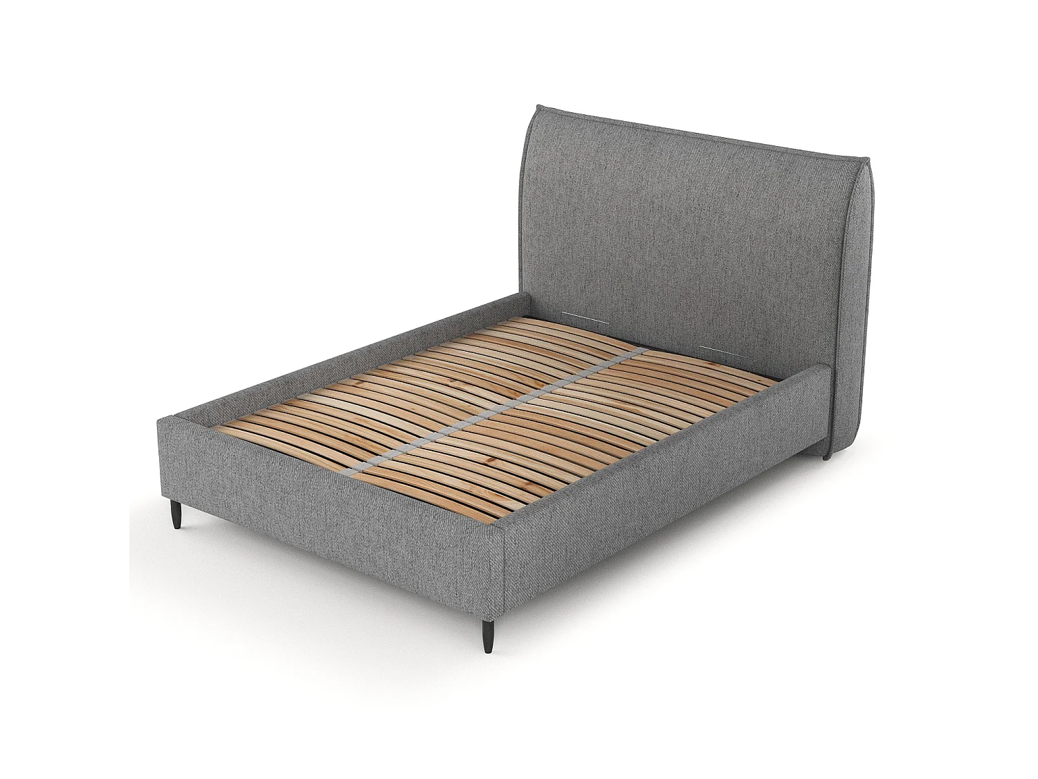 Lit capitonné Shell - 160 x 200 cm - toile tissée - gris