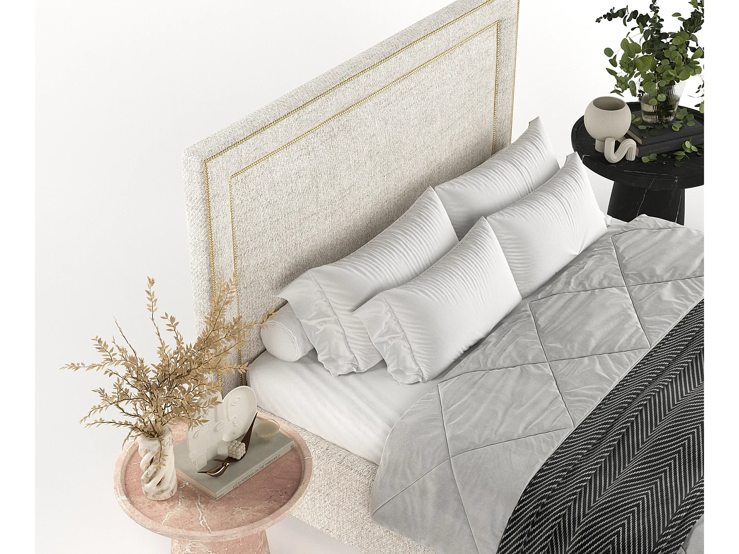 Polsterbett Como - 120 x 200 cm - Webstoff - creme