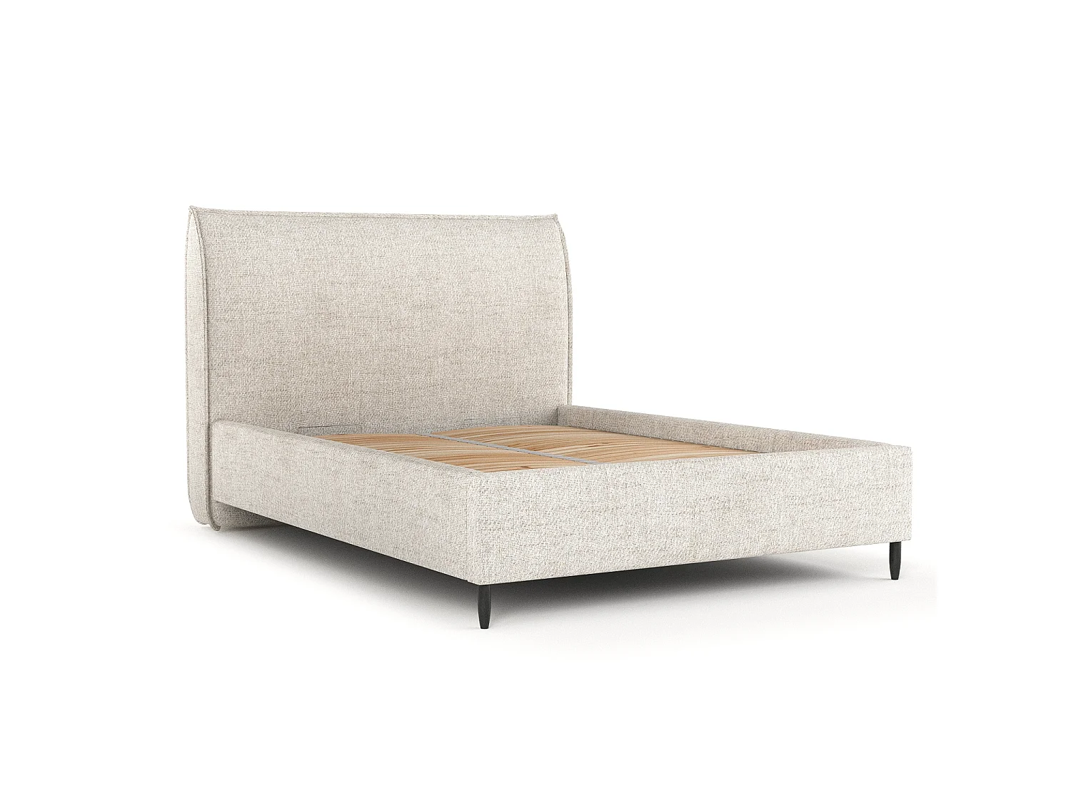 Lit capitonné Shell - 180 x 200 cm - toile tissée - creme