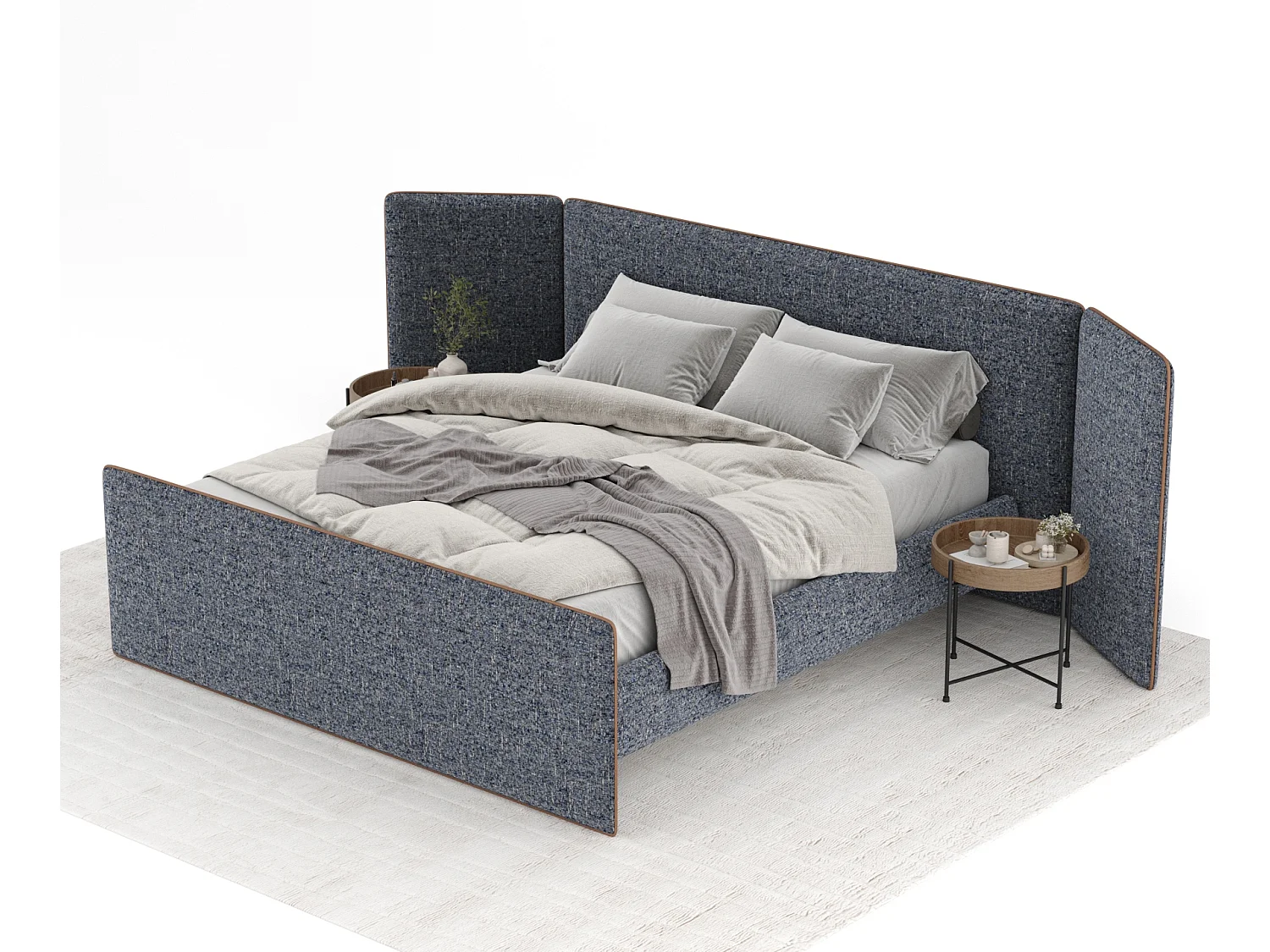 Polsterbett Tokyo - 180 x 200 cm - Webstoff - marineblau
