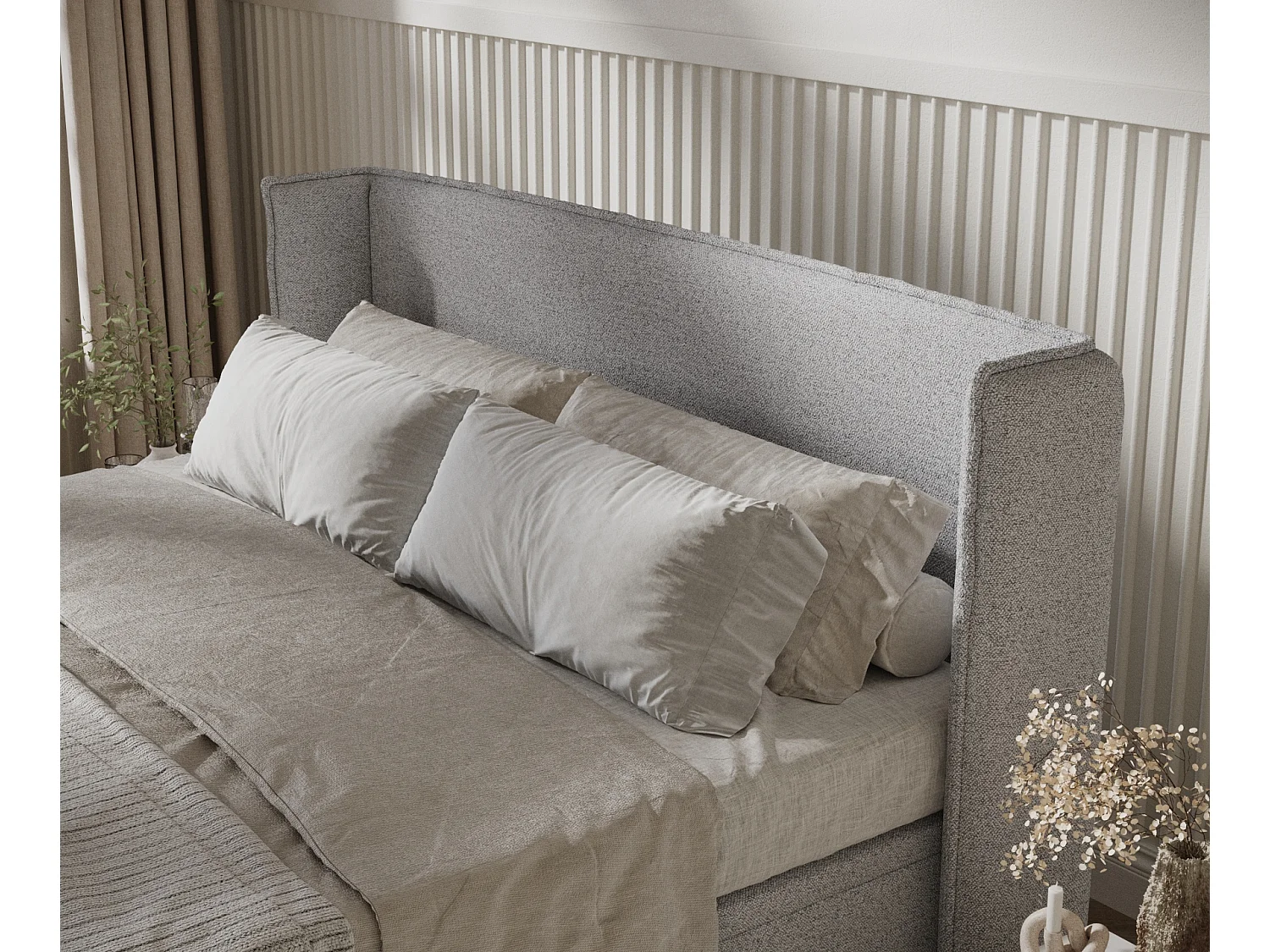 Lit coffre en toile tissée Ritual - 200 x 200 cm - gris clair