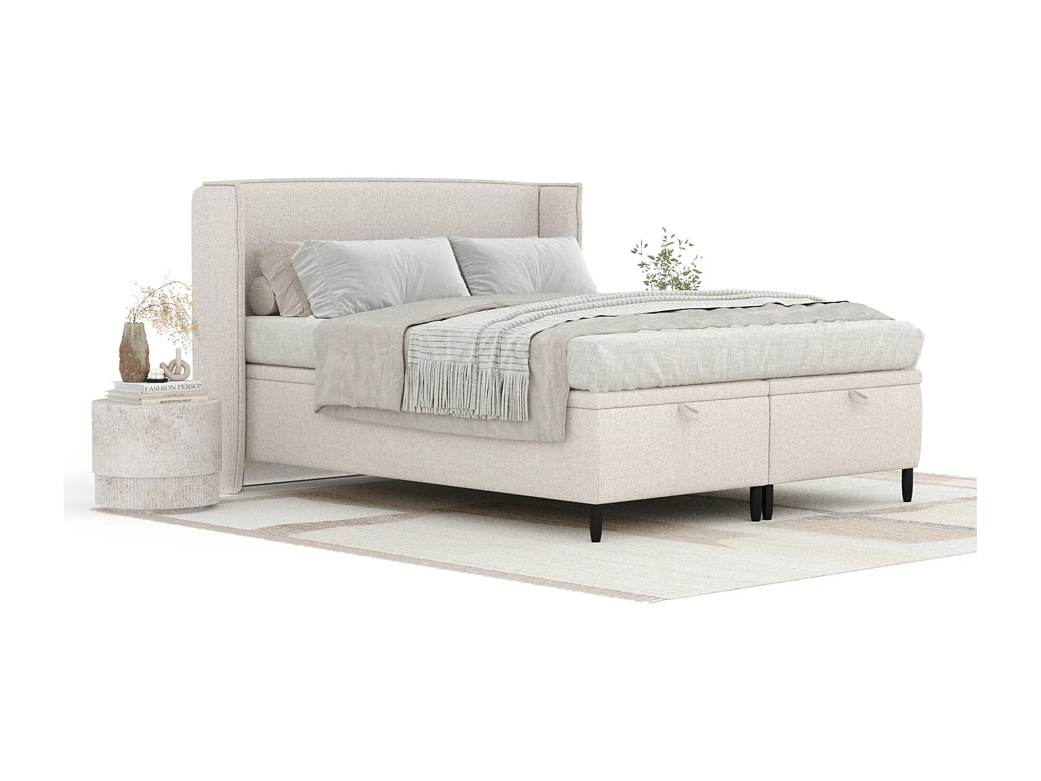 Lit coffre en toile tissée Ritual - 160 x 200 cm - beige