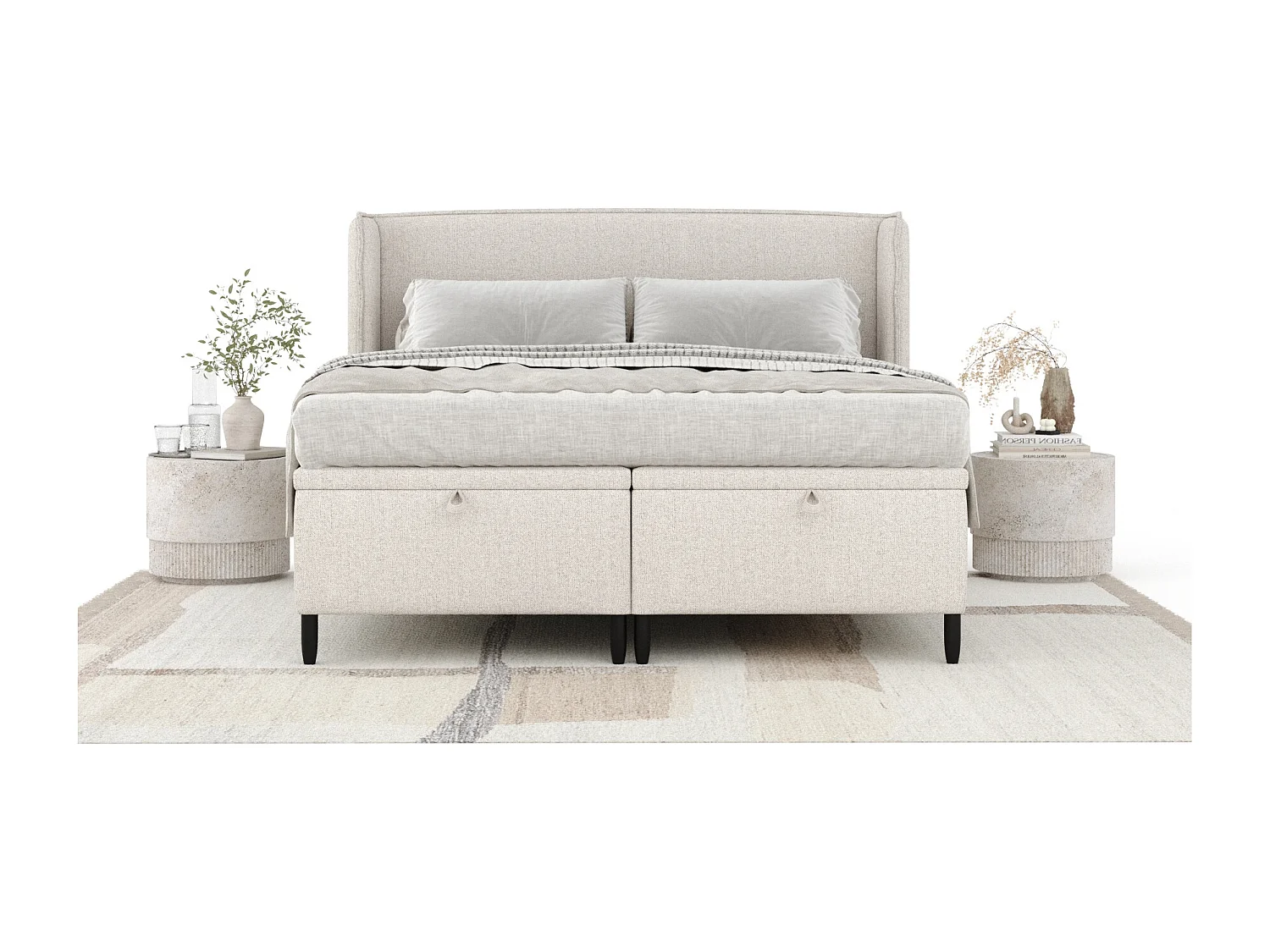 Lit coffre en toile tissée Ritual - 160 x 200 cm - beige