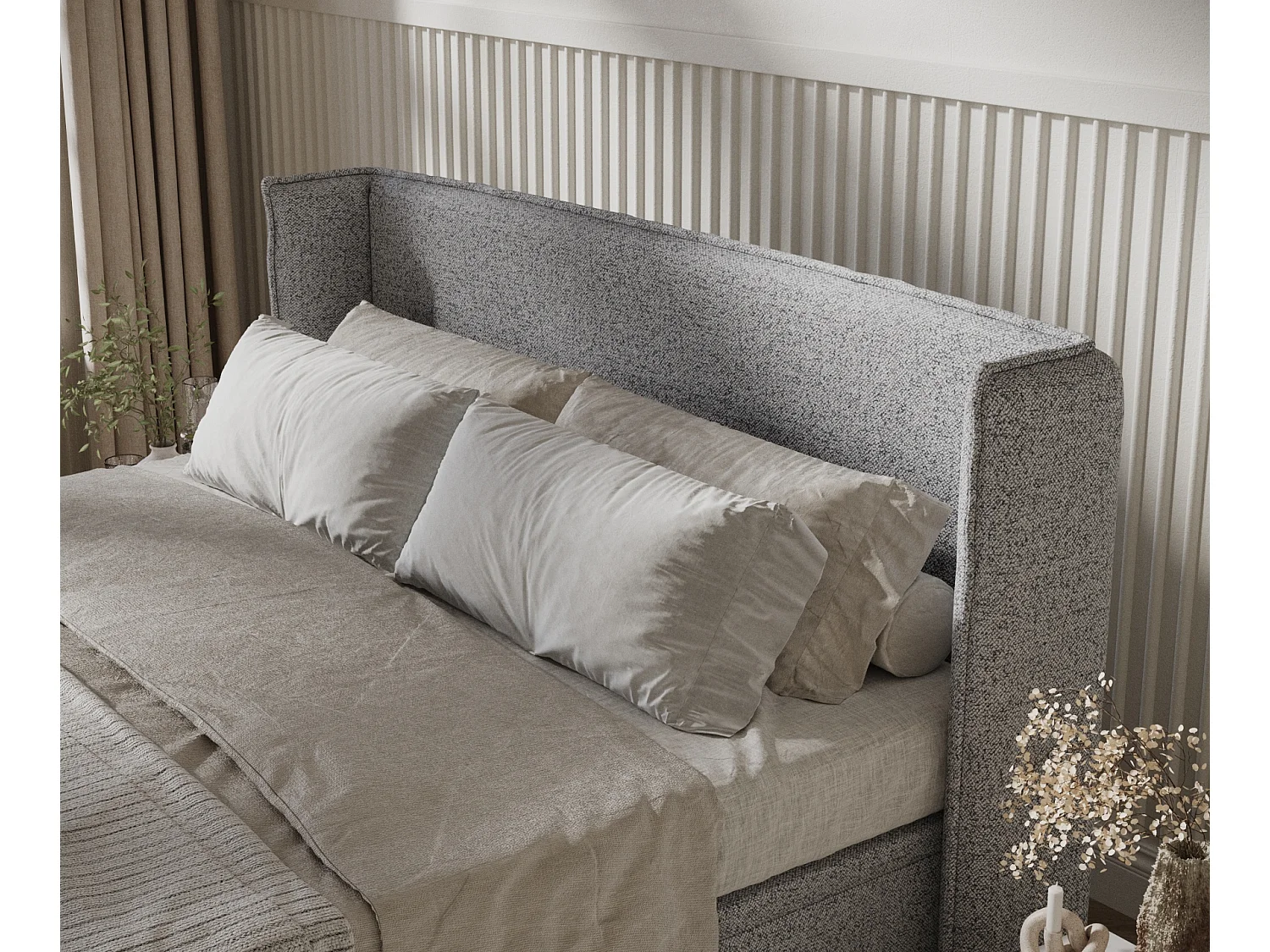 Lit coffre en toile tissée Ritual - 200 x 200 cm - gris