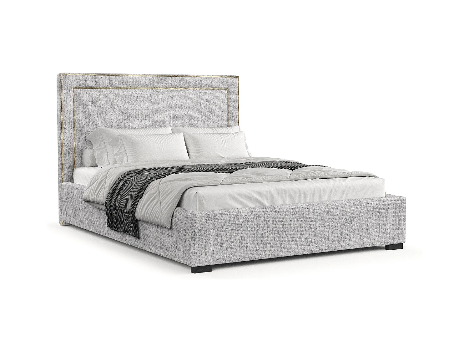 Lit coffre Como - 140 x 200 cm - toile tissée - gris clair