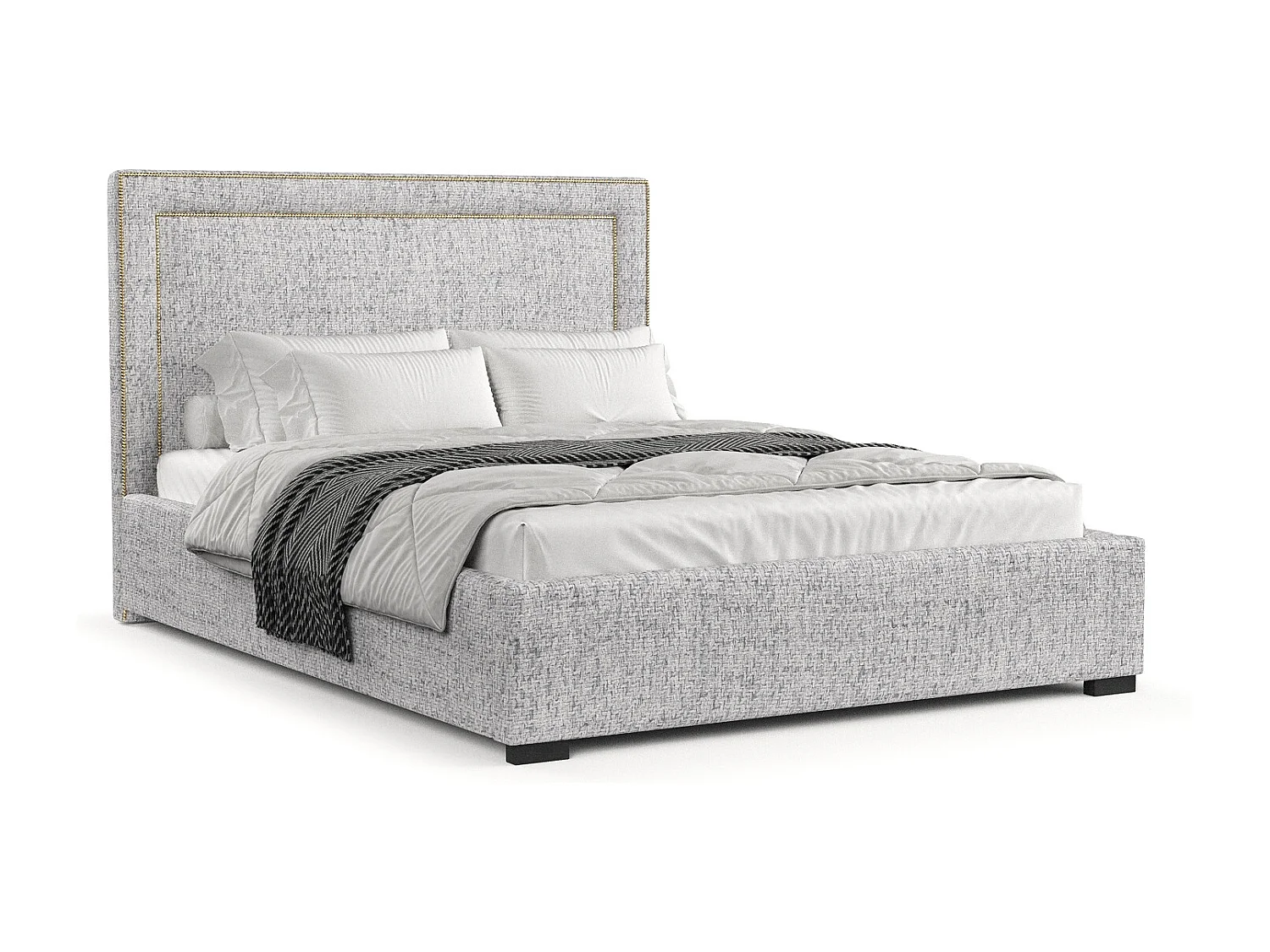 Polsterbett Como - 140 x 200 cm - Webstoff - hellgrau