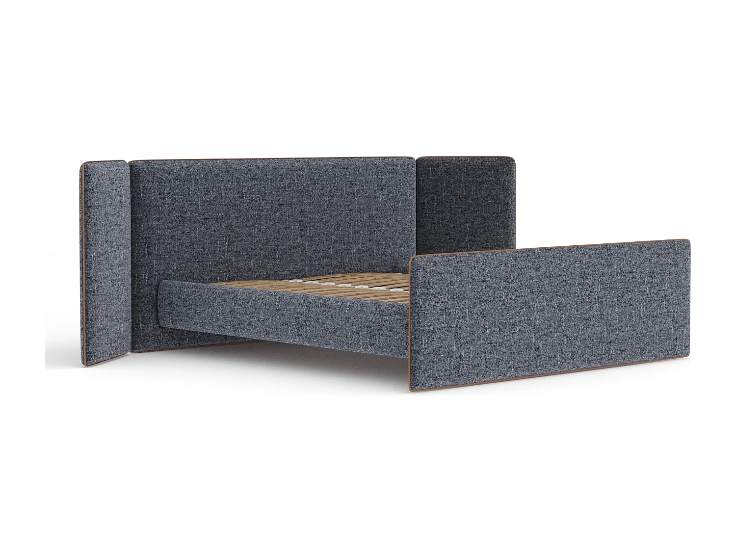 Lit coffre Tokyo - 140 x 200 cm - toile tissée - bleu marine